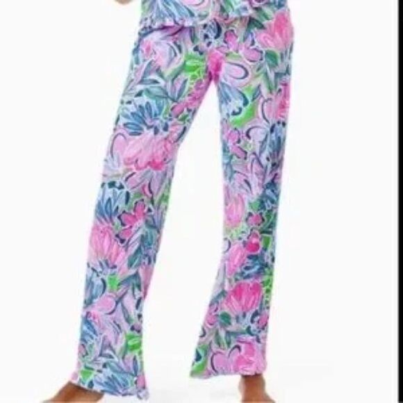 Lilly Pulitzer PJ Knit Bottom Gecko Green Tiger Sunrise size S - Picture 2 of 6